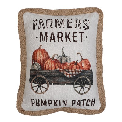 14"x18" Patty Pumpkin Patch Printed Lumbar Throw Pillow Natural - Decor Therapy