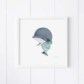Baby Humpback Whale Framed Museum Quality 12" x 12" Art Print by Ramus & Co