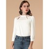 INSPIRE CHIC Women's Ruffle Neck 3/4 Sleeve Hollow Out Blouse - 2 of 4