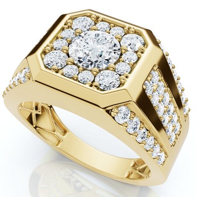 Pompeii3 2Ct Men's Diamond Ring 10k Gold Lab Created