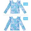 Girls Rash Guard Swimsuit Set Long Sleeve 2 Pieces Bathing Suit Swimming Skirt with Shorts 4-13Y - 2 of 3