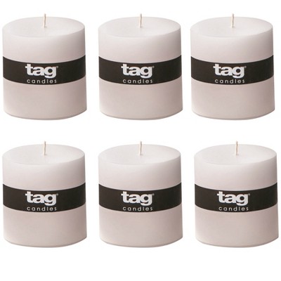 tagltd Chapel 3X3 White Pillar Paraffin Wax Candle Unscented Drip-Free Long Burning 32 Hours For Home Decor Wedding Parties Set of 6
