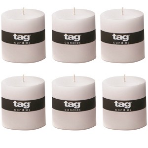 tagltd Chapel 3X3 White Pillar Paraffin Wax Candle Unscented Drip-Free Long Burning 32 Hours For Home Decor Wedding Parties Set of 6 - 1 of 4