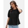EXLURA Women's Summer Tops Dressy Casual Short Lantern Sleeve Shirts Crew Neck Hollow Out Lace Embroidered Blouses Shirts - 4 of 4