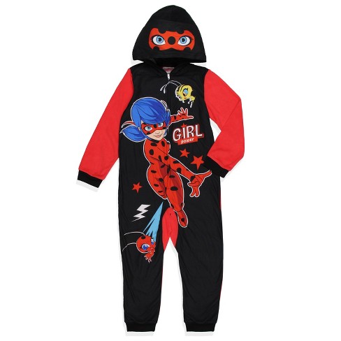 Miraculous Ladybug Girls Girl Power Full Zip Blanket Sleeper Hooded Pajama,  10 Black : Target