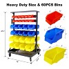 Dolonm 60 Parts Bin Rack Garage Storage Unit 6 Tiers System Steel Shelf with Portable Wheels, Mobile Tool Organizer Plastic Bins (6 Tiers) - 2 of 4