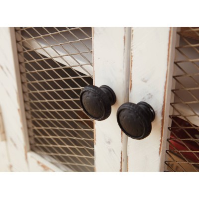 Rustic White and Brown Wood End Table with Storage