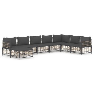 vidaXL 8-Piece Patio Lounge Set in Anthracite Poly Rattan with Cushions - Modular Outdoor Furniture for Garden, Terrace or Deck - 1 of 4