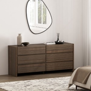 PAGED 6-Drawer Dresser, Modern Minimalist Storage Cabinet with Smooth Drawer Fronts and Rich Wood Grain Texture for Living Room, Hallway - 1 of 4