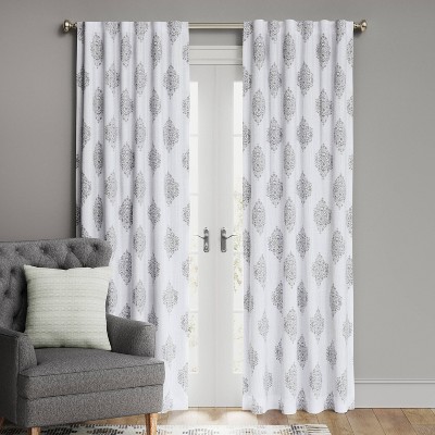 84"x50" Medallion Blackout Window Curtain Panel White/Classic Gray - Threshold™