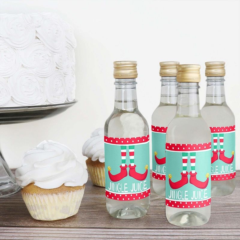 Big Dot of Happiness Elf Squad - Mini Wine and Champagne Bottle Label Stickers - Elf Christmas Party Favor Gift for Women and Men - Set of 16, 3 of 8