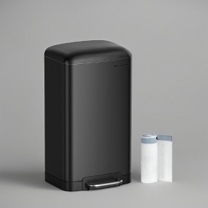 Trash Can, 8 Gallon (30L) Trash Bin with Lid and Inner Bucket, Stainless Steel Garbage Can, Soft Close - 1 of 3