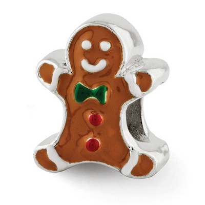 Black Bow Jewelry Sterling Silver & Enameled Gingerbread Man Bead Charm
