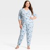 Women's "Tis the Ski-son!" Cozy Knit Holiday Matching Family Pajama Pants - Wondershop™ Blue - 3 of 4