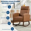 Brown Nursery Rocking Chair with Teddy Upholstery, Ergonomic High Back & Armrests, Wood Frame w/ Side Pockets - 3 of 4