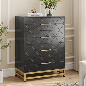 Dresser for Bedroom with 4 Drawer, Modern Dressers Chest of Drawers, with Wide Drawers and Metal Handles, Wood Dressers - 1 of 4