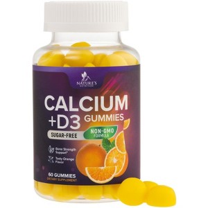 Chewable Calcium Supplements for Women & Men - Sugar Free Calcium with 400 IU Vitamin D3 Gummy for Bone, Teeth, & Immune Health Support - 60 Gummies - 1 of 4