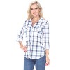 Women's Oakley Stretchy Plaid Tunic Top with Pockets - White Mark - 2 of 3