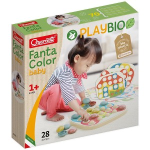 Quercetti: PlayBio Fantacolor Baby - 28pc Peg Board, Bioplastic, Baby-Toddler - 1 of 4