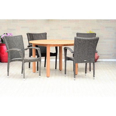 Barona 5pc Round Wicker Patio Dining Set - Gray - Amazonia