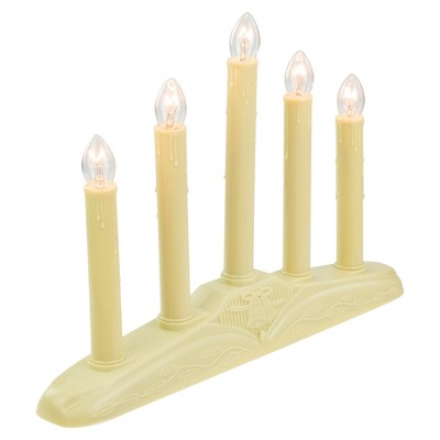 Ivory Winter Flame-Tipped 5-Light Candolier with Holly Accents