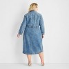 Women's Long Sleeve Denim Midi Dress - Future Collective Medium Wash - 2 of 3