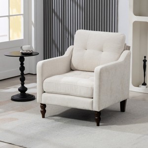 Modern Accent Chair with USB and Storage,Upholstered Tufted Reading Chair with Wide Backrest for Living Room or Bedroom–Maison Boucle - 1 of 4