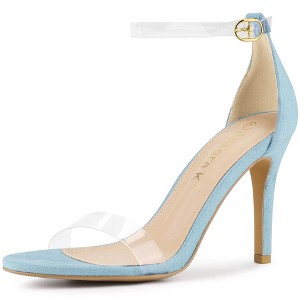 Allegra K Women's Clear Ankle Strap Stiletto Heel Open Toe Sandals - 1 of 4