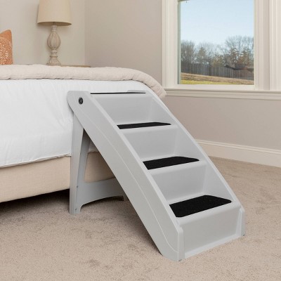 Gray Folding Pet Steps with Non-Slip Pads and Siderails