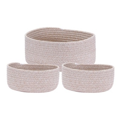 Unique Bargains Woven Storage Organizer Decor Storage Basket 3 Pcs