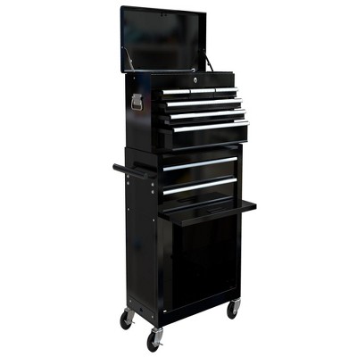 Rolling Tool Chest, 8 Drawer Lockable Tool Cabinet with 4 Wheels, Tool Chest Organizer with Secure Locking System, 2 in 1 Detachable Tool Box Storage