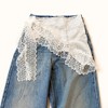 Anna-Kaci Women's Sheer Lace Embroidered Waist Belt with Scalloped Edge and Tie Detail 59in - White - 4 of 4