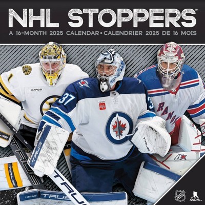 Trends International 2025 NHL Stoppers Bilingual French Wall Calendar: Monthly Paper, 12x12", All Ages, Saddle Stitch