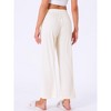 INSPIRE CHIC Women's Wide Leg High Waist Ribbed Knit Casual Bottoms Drawstring Palazzo Pants - 4 of 4