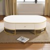 Mshliw Oval Coffee Table with Drawers and Gold Base, Dining Table, Lacquered MDF Center Table with Curved Corners for Living Room 47.2'' - 2 of 4
