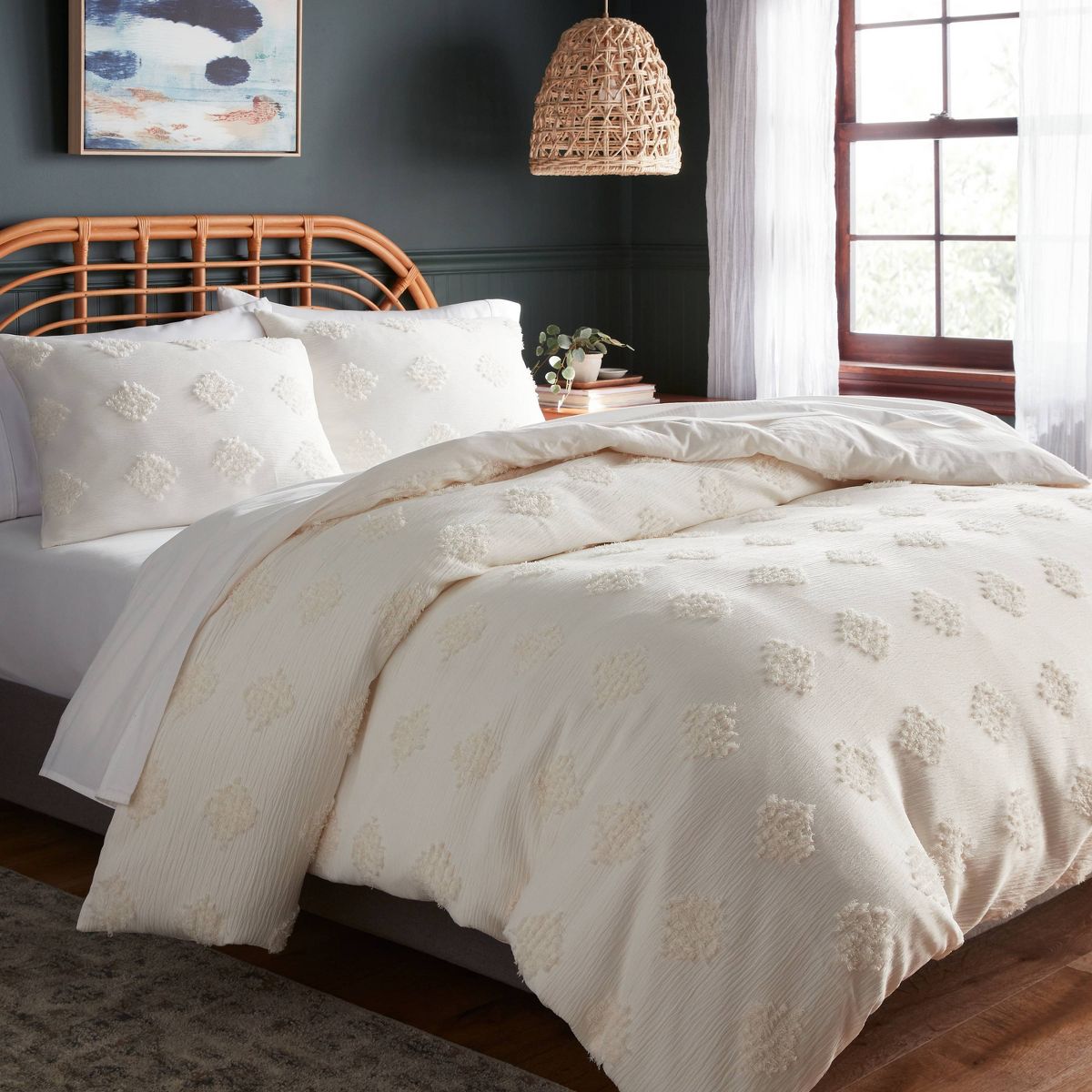 Tufted Diamond Crinkle Duvet Cover and Sham Set - Threshold™