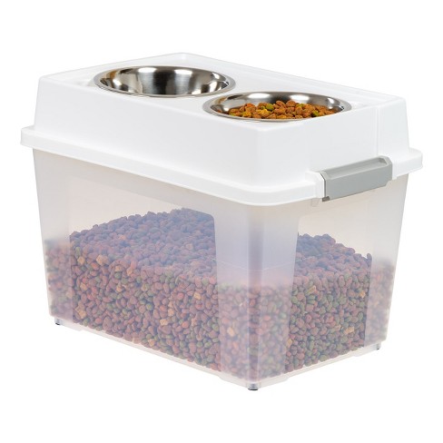 Iris Usa 47lbs/45qt Large Elevated Dog Food Bowl With Airtight Pet Food  Storage Container, Off White : Target