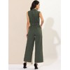 Allegra K Women's Button Down Collared Wide Leg Tie-Waist Sleeveless Cargo Jumpsuits - 4 of 4
