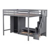 TIRAMISUBEST Full Size Loft Bed with Wardrobe,Low Storage Table and Storage Staircase, Solid Wood Loft Bedframe with Open Storage and Hanging Rod - 4 of 4