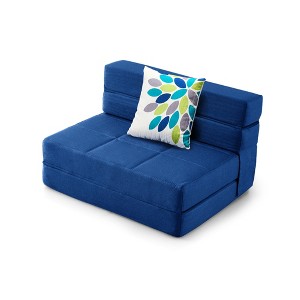 ARTPLAN Fold Sofa Bed-Sleeper Single with Pillow,Futon Sleeper Chair Guest Bed with Washable Linen Cover, Foldable Mattress for Living Room, Apartment - 1 of 4