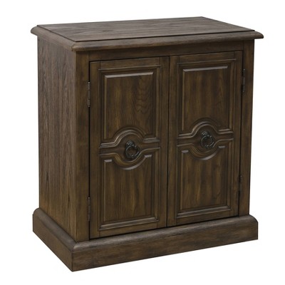 2 Door Carved Accent Chest Oak Brown - HomeFare