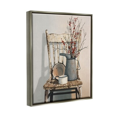 Vintage Rustic Pewter Framed Abstract Canvas Art