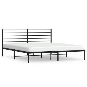 vidaXL Black California King Metal Bed Frame with Headboard & Slats, No Mattress, Easy Assembly - 1 of 4