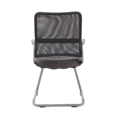 Charcoal Gray High Back Mesh Guest Chair with Pewter Metal Base