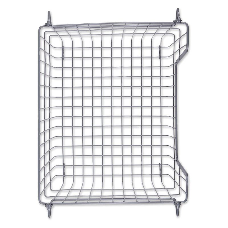 DII Design Imports Metal Wire Mesh Stackable Utility Storage Bin with Swinging Handles for Kitchens, Offices, and Living Rooms, Large, Cool Gray, 3 of 7