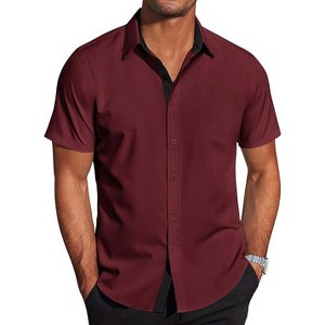 COOFANDY Men's Wrinkle Free Business Dress Shirts Short Sleeve Button Down Shirts - 1 of 4