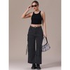 INSPIRE CHIC Women's Straight Wide Leg High Waist Baggy Cargo Denim Pants with Pockets - 3 of 4