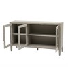 U-Style Wood Storage Accent Cabinet With Adjustable Shelf 3 Tempered Glass Doors Freestanding Storage Cupboard Console Table For Living Room - 4 of 4