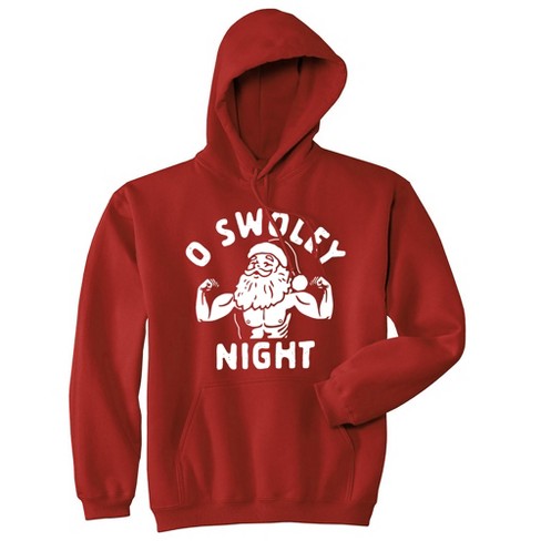 O Swoley Night Unisex Hoodie Funny Xmas Buff Ripped Santa Claus Joke Hooded Sweatshirt Crazy Dog Hoodie Red S