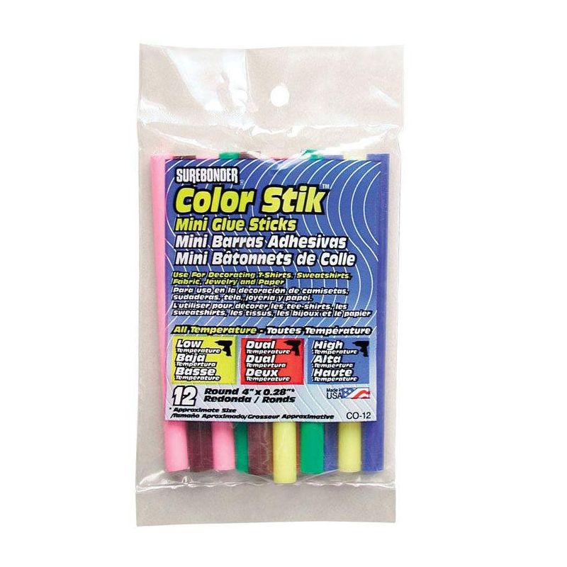 Surebonder Color Stik .28 in. D X 4 in. L Mini Glue Sticks Assorted Colors 12 pk, 2 of 4